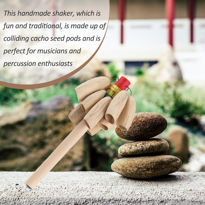 GOGHOST African Natural Rattle Shaker 7.8" x 3.1" Cacho Seed Pod Rattles Handmade Percussion Gifts Peruvian Musical Instrument - Nature Sounds for Meditation, ASMR, Sound Therapy, Yoga (Kasika-1 Pack) - Image 5